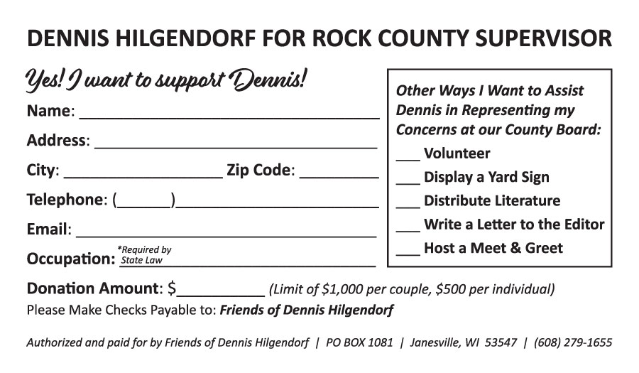 Support Dennis Hilgendorf for Supervisor of District 21 Printable Form